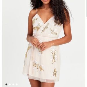 Altar’d State Guenaviere Sequin Wrap Mini Dress  L NWT Boho Tassel Embellished